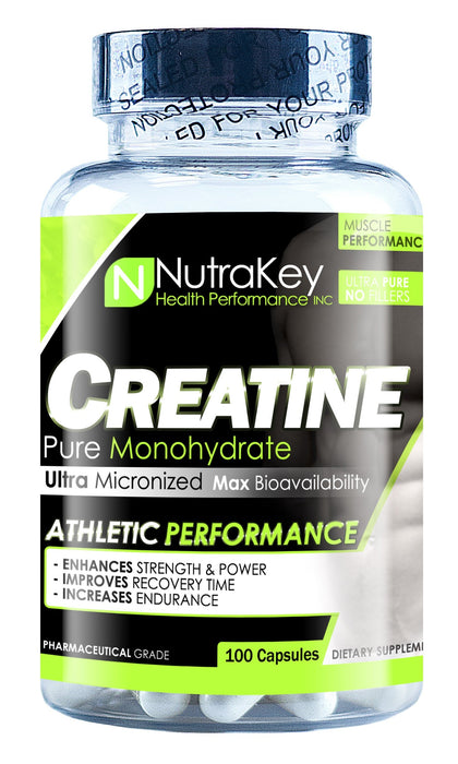 Nutrakey Creatine Monohydrate Capsules, Ultra-micronized Formula for Maximum bioavailability