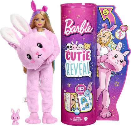 Barbie Cutie Reveal Doll, Bunny Plush Costume, 10 Surprises Including Mini Pet & Color Change