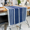 Navy Blue Table Runner Boho Style 14 x 60 Inch | Farmhouse Braided Stripe Table Runners for Your Rustic Decor , Thanksgiving, Spring Holidays Table Runner - Handcrafted Woven Cotton Runner for Table