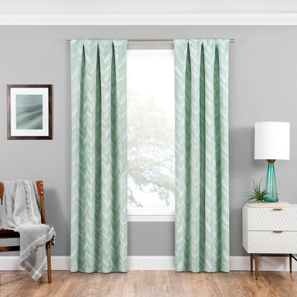 ECLIPSE Haley Thermal Insulated Single Panel Rod Pocket Darkening Curtains for Living Room, 37 in x 95 in, Mint