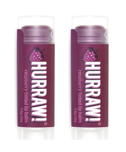 Hurraw! Raspberry Tinted Lip Balm, 2 Pack: (Sheer Berry Tint) Organic, Certified Vegan, Cruelty and Gluten Free. Non-GMO, 100% Natural Ingredients. Bee, Shea, Soy and Palm Free. Made in USA