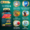 Tenmido Turkey Tail Mushroom Extract 5050mg with Lions Mane, Cordyceps, Reishi and More, 10 Herbs in 1 | Improves Digestive Function, Supports Immune System, 3 Months Supply