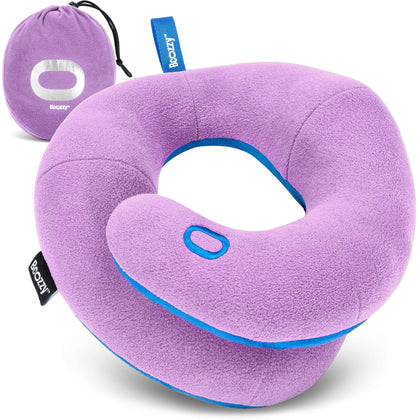 BCOZZY 8-12 Y/O Kids Travel Neck Chin Supporting Pillow for Traveling in a Car seat, Provides Double Support for Kids Head, Must Have Travel Essential, Carry Bag, Medium Size, Light Purple