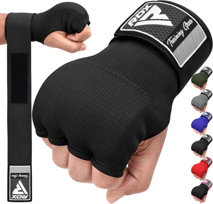 RDX Training Boxing Inner Gloves Hand Wraps MMA Fist Protector Bandages Mitts, Medium, Black