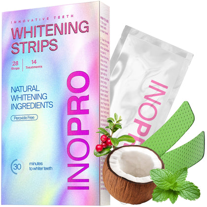 InoPro Teeth Whitening Strips 14 Treatments - Peroxide Free - Whitening Without The Harm - Deep Stains Removal - Whitening for Sensitive Teeth - 28 Strips