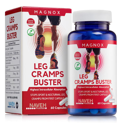 MAGNOX® Leg Cramps Buster | Magnesium Supplement for Muscle Cramps & Spasms | 380mg Magnesium for Leg Cramps at Night | 3X More Absorption | Dead Sea Minerals | Magnesium for Sleep&Muscle | 60 Caps