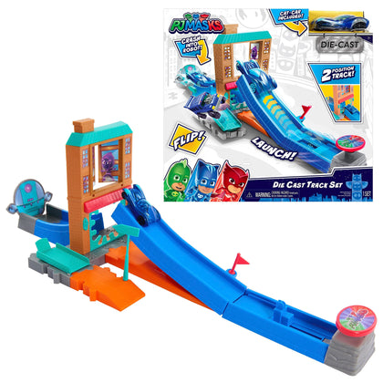 PJ Masks Die Cast Playset for 1:43 Scale Vehicles, Includes 1 Track Set and 1 Cat-Car