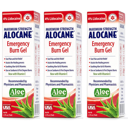 Alocane Emergency Burn Gel 4 Lidocaine Maximum Strength Fast Pain and Itch Relief for Minor Burns Sunburn Kitchen Radiation Chemical First Degree Burns First Aid Treatment Burn Care, 2.5 Fl Oz