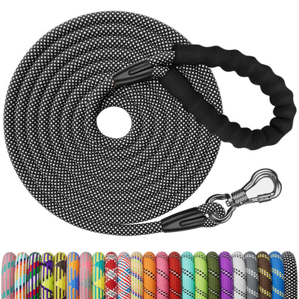 NTR Heavy Duty Dog Leash,5FT Rope Leash for Dog Training with Swivel Lockable Hook,Reflective Threads and Comfortable Handle,Dog Lead for Walking,Hunting,Camping for Medium and Large Dog (Black)