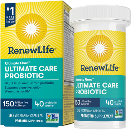 Renew Life Ultimate Flora Adult Ultimate Care Probiotic, 150 Billion, 30 Caps (Package May Vary)