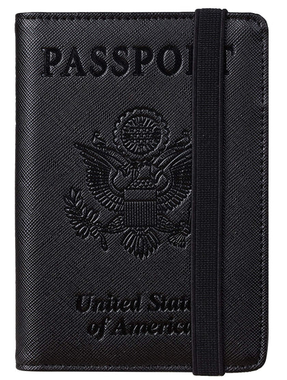 travelambo passport wallet passport holder cover case leather travel wallet rfid blocking for men women?black ch black?