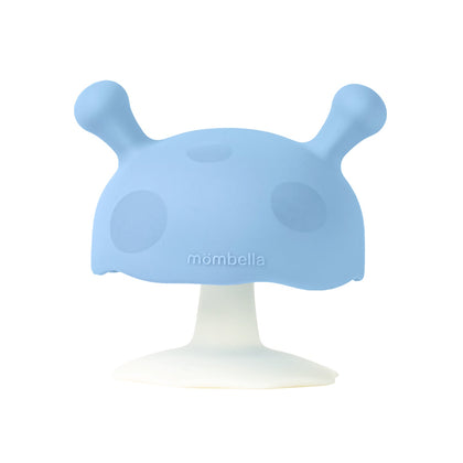 Mombella Mimi Mushroom Silicone Breast Shaped Soothing Pacifier Teether, Ages 6 Months+, Light Blue