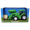 Big Country Toys Tractor & Implements, 1:20 Scale, Toy Tractor with Hay Bale and Bucket Attachment, Working Doors, Green, Ages 3 and Up