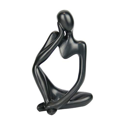 INNOLITES Resin Statue Thinker Style Decoration Abstract Sculptures Collectible Figurines for Home Decor Modern Office Shelf Desktop(Black Left)