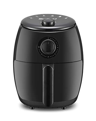 Elite Gourmet EAF-0201 Personal Compact Space Saving Electric Hot Air Fryer Oil-Less Healthy Cooker, Timer & Temperature Controls, 1000W, 2.1 Quart, Black