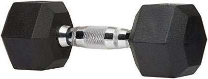 Amazon Basics Rubber Encased Exercise & Fitness Hex Dumbbell, Hand Weight for Strength Training, 10 Pounds, Black & Silver