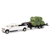 TOMY John Deere Ford Pickup with Gooseneck Trailer with Bales & Bale Holder, White, Green, Unisex Children