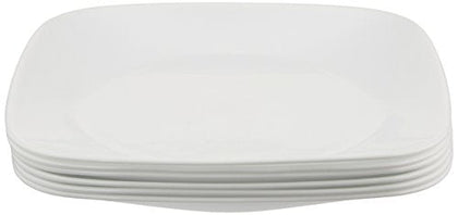 Corelle Vitrelle Salad Plates Set, Triple Layer Glass and Chip Resistant, Lightweight Square 9-Inch Plates, White, 6-Piece