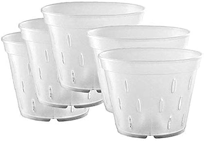 YIKUSH Orchid Pots with Holes Clear Orchid Pot Plastic Plant Pot Flower Pots Outdoor and Indoor Use 4.5 Inch 5 Pack