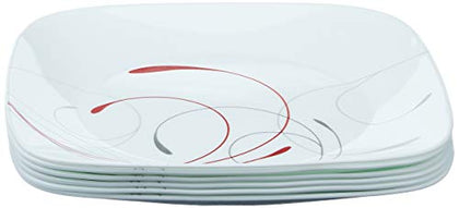 Corelle Vitrelle 6-Piece Salad Plate Set, Triple Layer Glass and Chip Resistant, Lightweight Square 10-1/4-Inch Plates Set, Splendor