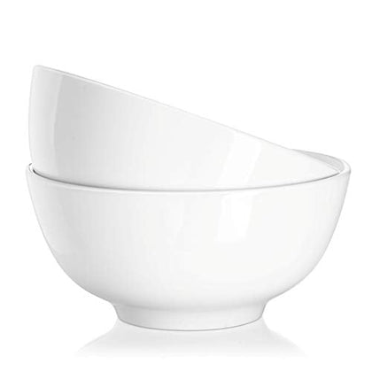 DOWAN Soup Bowls, Ramen Bowl for Noodle, 39 Ounce large Cereal Bowls for Kitchen, 7 Inches Salad Bowls, Microwave and Dishwasher Safe, White