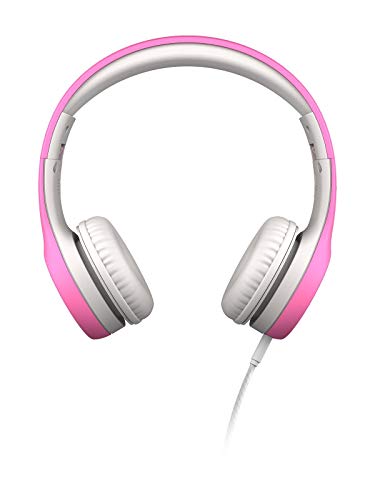 LilGadgets Connect+ Girls Headphones for School Wired with Microphone, Volume Limiting for Safe Listening, Adjustable Headband, Cushioned Earpads for Comfort, Kids Headphones for School, Pink