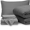 Bare Home Bed-in-A-Bag 5 Piece Comforter & Sheet Set - Twin XL - Goose Down Alternative - Ultra-Soft 1800 Premium Bedding Set (Twin XL, Grey/Light Grey)