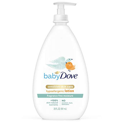 Baby Dove Face and Body Lotion for Sensitive Skin Moisture Fragrance-Free Baby Lotion 20 oz