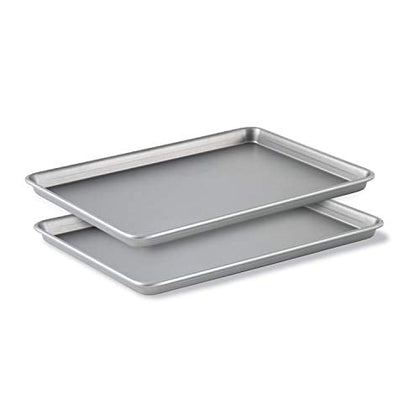 Calphalon Baking Sheets, Nonstick Baking Pans Set for Cookies and Cakes, 12 x 17 in, Set of 2, Silver