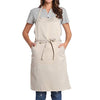 BIGHAS Adjustable Bib Apron with Pocket Extra Long Ties for Women Men, 18 Colors, Chef, Kitchen, Home, Restaurant, Cafe, Cooking, Baking (Beige)