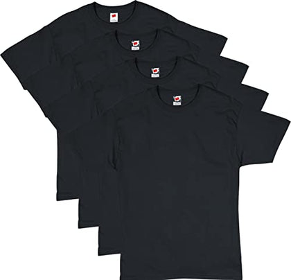 Hanes mens Essentials Short Sleeve T-shirt Value Pack (4-pack) athletic t shirts, Black, Small US