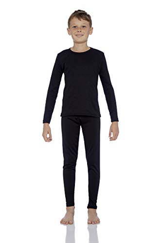 Rocky Thermal Underwear For Boys (Long Johns Thermal Set) Shirt & Pants, Base Layer w/Leggings/Bottoms Ski/Extreme Cold (Black - Small)