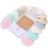 Organic Bamboo Viscose Nursing Breast Pads - 14 Washable Breastfeeding Pads, Wash Bag, Reusable Breast Pads for Breastfeeding (Pastel Touch, L 4.8