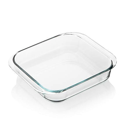 SWEEJAR Glass Bakeware, Rectangular Baking Dish Lasagna Pans for Cooking, Kitchen, Cake Dinner, Banquet and Daily Use, 9.4 x 9.4 x 2.4 Inches of Baking Pans