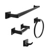 SENTO Cellar Classic Bathroom Accessories Set, Heavy Duty Metal Bath Hardware Set Wall Mounted, Includes Robe Hook, Standard Toilet Paper Holder, Towel Ring, 24 Towel Bar (4-Piece, Matte Black)