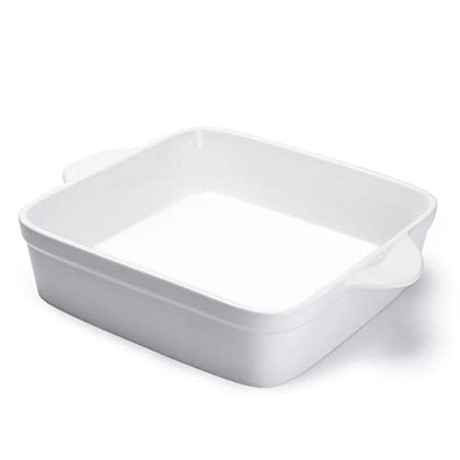 Sweese 8x8 inch Square Porcelain Baking Dish with Double Handles - Non-Stick Oven Casserole Pan for Brownie, Lasagna, Roasting - Great for Serving or Cooking