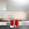 Retro-Styled Stainless Steel Salt and Pepper Shakers (Red), By Home Basics | 2 Piece Shakers for Salt, Pepper, Cumin, Cinnamon, Paprika, and More | With See-Through Glass Bases