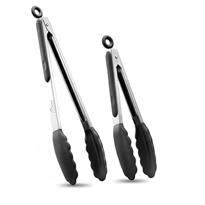 HOTEC Premium Stainless Steel Locking Kitchen Tongs with Silicon Tips, Set of 2-9