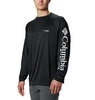 Columbia Men's Terminal Tackle Long Sleeve Shirt, Black/Cool Grey Logo, X-Small