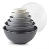 COOK WITH COLOR Plastic Nesting Mixing Bowls Set - 12 Piece includes 6 Prep Bowls and 6 Lids, Microwave Safe (Gray Ombre)
