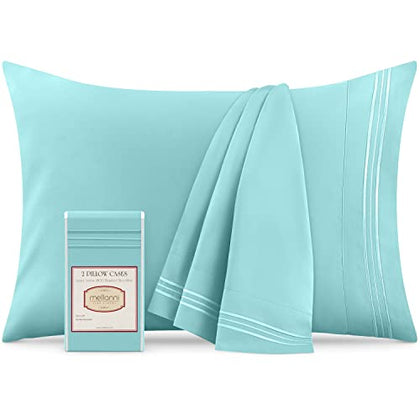 Mellanni Pillow Cases Standard Size Set of 2 - Iconic Collection Pillowcases - Luxury, Extra Soft, Cooling Pillow Covers - Wrinkle, Fade, Stain Resistant (2 PC Standard/Queen 20