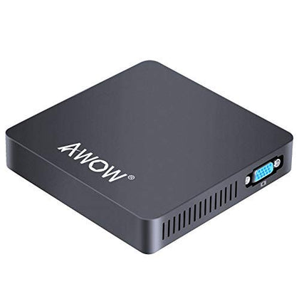 AWOW Mini PC Windows 10 PRO, Intel 4 Cores Celeron N3350 (Max 2.4 GHz), Small Desktop PC 6GB DDR4 RAM 64GB SSD, Mini Computer Support 4K Dual HDMI, WiFi5 Bluetooth 4.2, Gigabit Ethernet, 2*USB