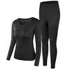 PISIQI Thermal Underwear Women Ultra-Soft Long Johns Set Base Layer Skiing Winter Warm Top & Bottom Black