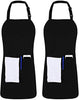 Utopia Kitchen 2 Pack Bib Apron, Adjustable with 2 Pockets, Water and Oil Resistant, Cooking Kitchen Chef Apron for Women Men