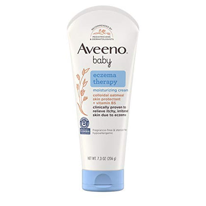 Aveeno Baby Eczema Therapy Moisturizing Cream, Natural Colloidal Oatmeal & Vitamin B5, Moisturizes & Relieves Dry, Itchy, Irritated Skin, Paraben & Steroid & Fragrance Free, 7.3 Oz