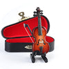 Dselvgvu Wooden Miniature Violin with Stand,Bow and Case Mini Musical Instrument Miniature Dollhouse Model Home Decoration (3.15