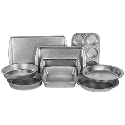 G&S Metal Products AZ999T EZ Baker Steel Bakeware, Set of 9, Gray