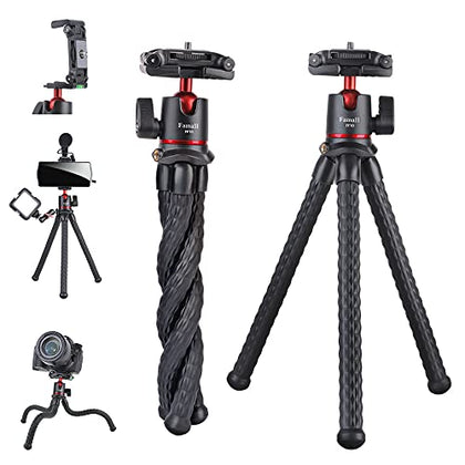 Camera Tripod, Famall Flexible Tripod Stand for Phone with Cold Shoe Phone Mount for iPhone Canon Nikon Sony Cameras