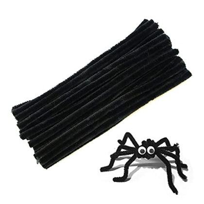 100Pcs Black Pipe Cleaners Chenille Stem for DIY Crafts,Arts,Wedding,Home,Party,Holiday Decoration 6 mm x 12 Inch