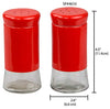 Retro-Styled Stainless Steel Salt and Pepper Shakers (Red), By Home Basics | 2 Piece Shakers for Salt, Pepper, Cumin, Cinnamon, Paprika, and More | With See-Through Glass Bases